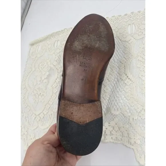 Men's Mario Bruni Oxford dress shoes - size 8 1/2 M- Brown leather - Picture 7 of 12
